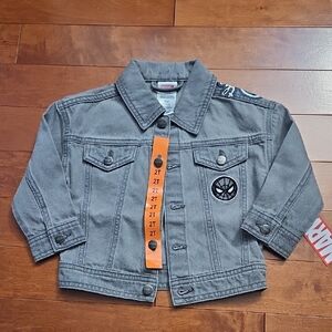 Nwt Marvel Spiderman Gray Jean Jacket